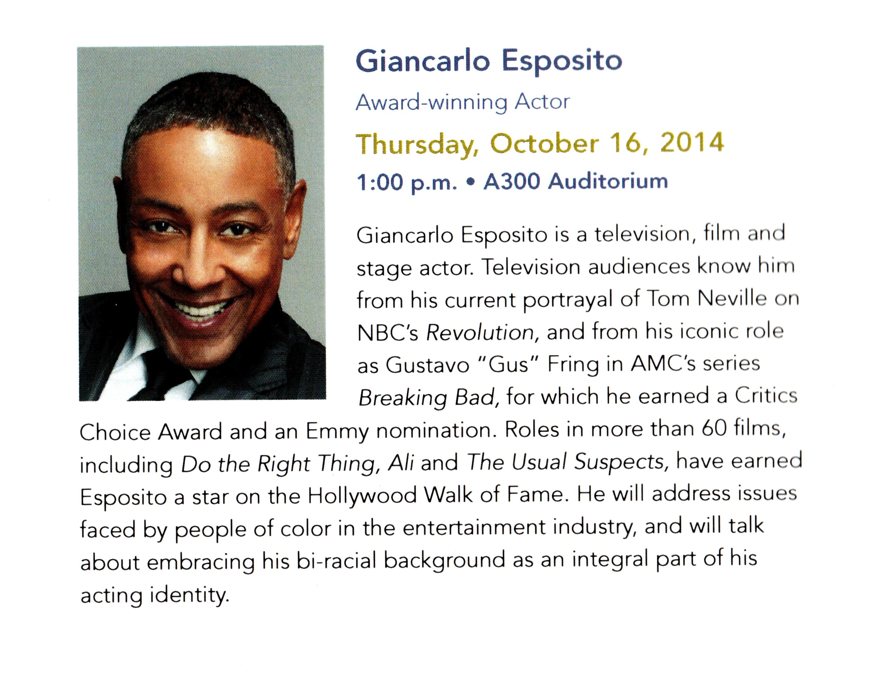 Giancarlo_Esposito14.jpg - Giancarlo Esposito October 16, 2014 Compelling Conversations event flyer