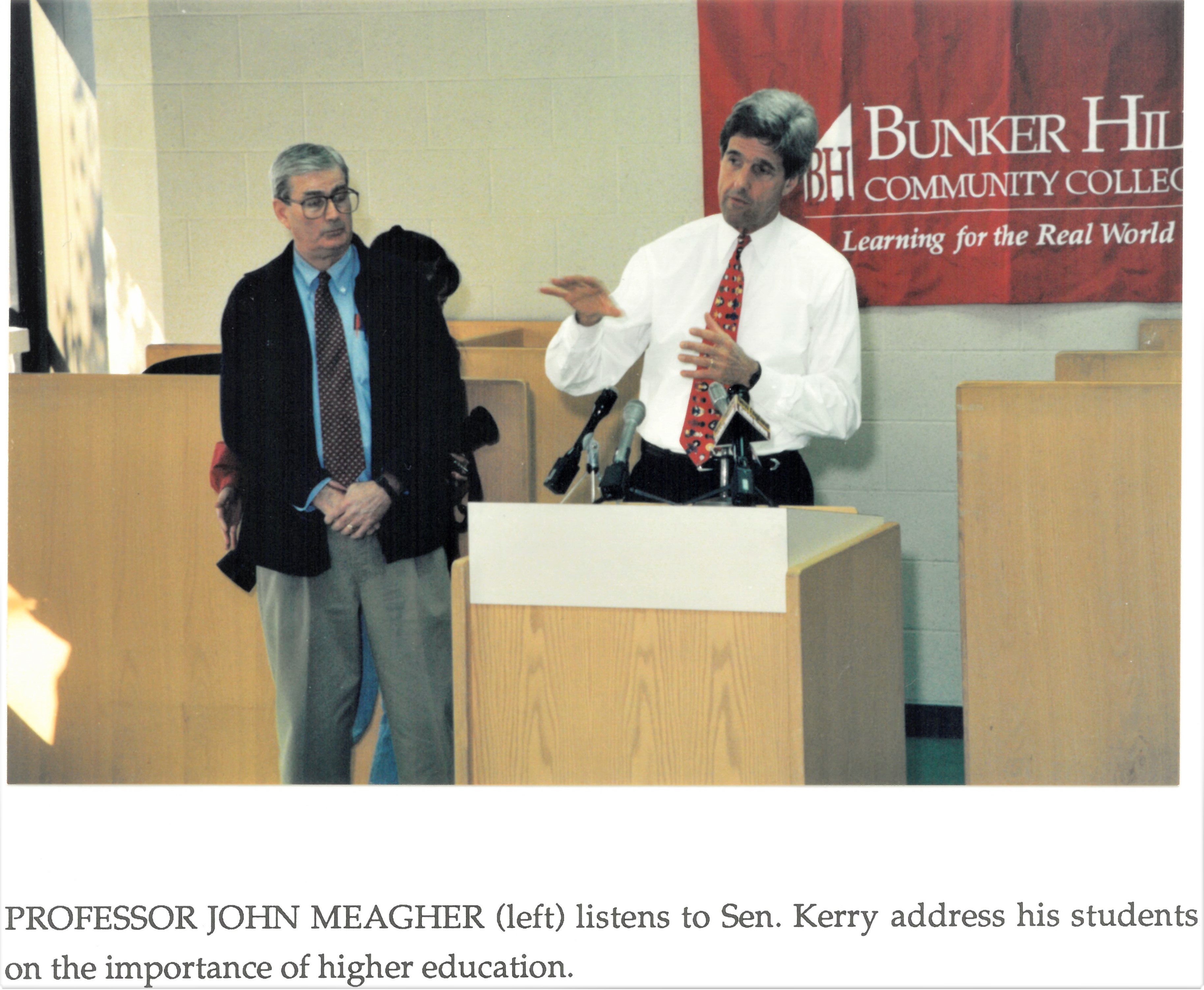 Kerry_Meagher96.jpg - Senator Kerry speaking in front of Professor John Meagher's class