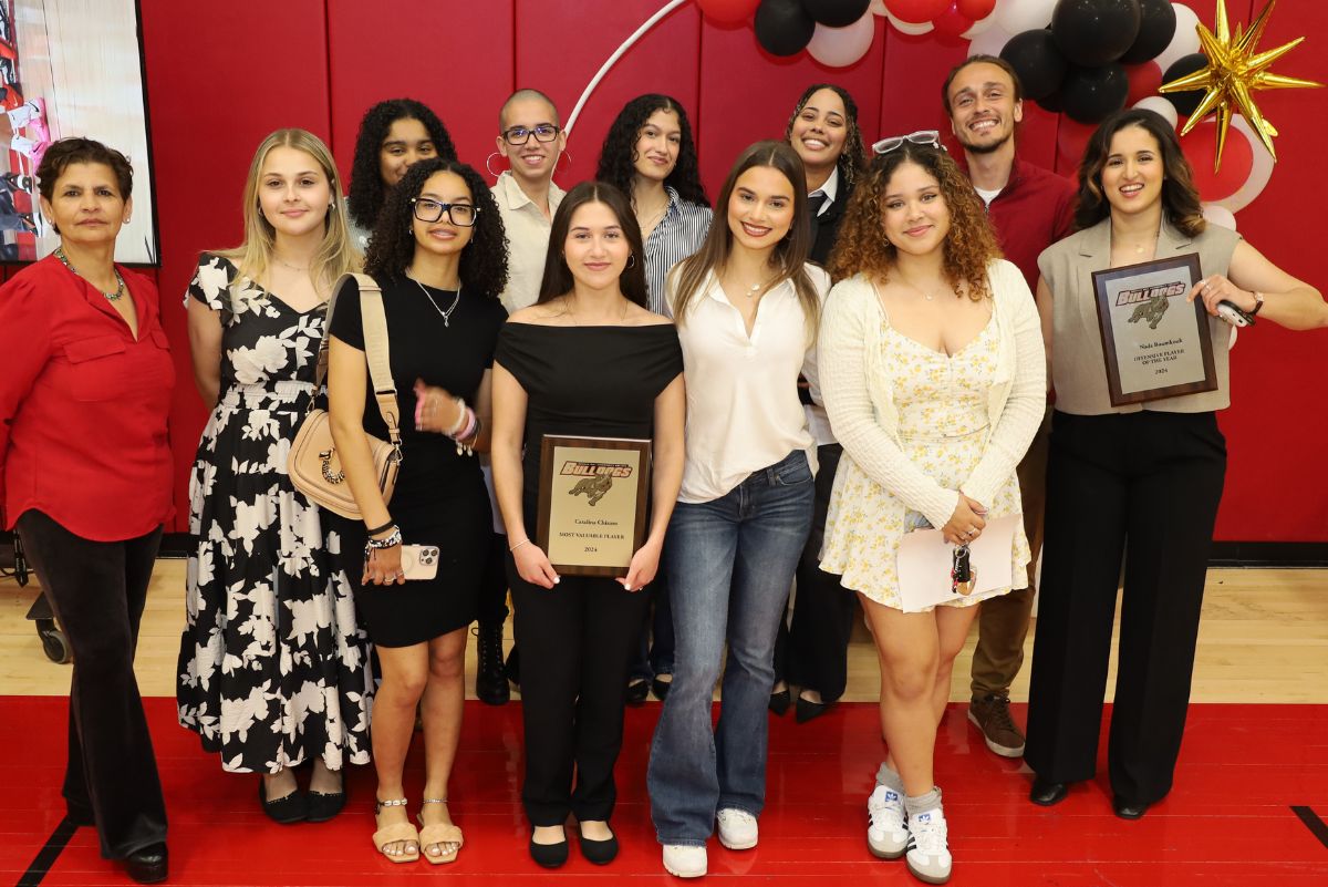 Athletic students with awards