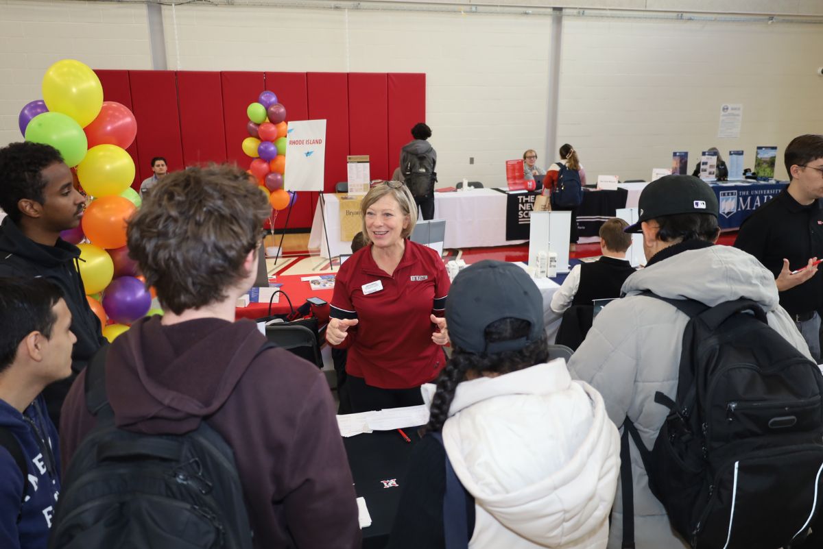 College rep speaking to students