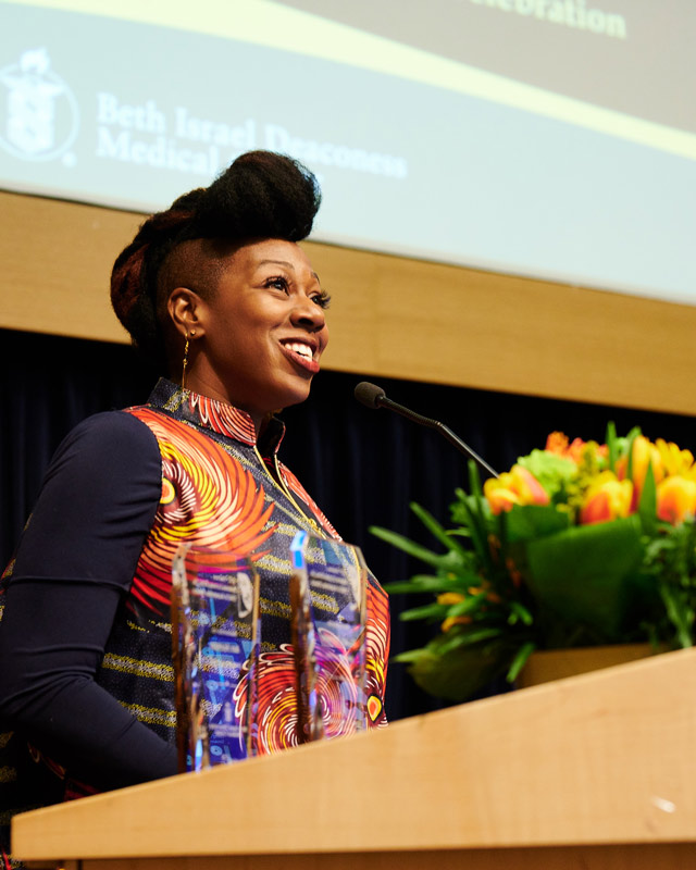  alumna Afi Alfred was honored as a YMCA Achiever for her contributions to her community at the Beth Israel Deaconess Medical Center