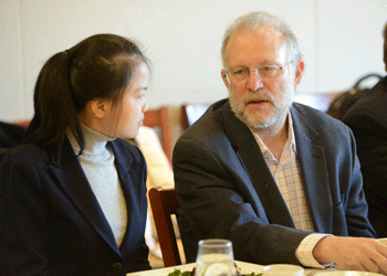 Jerry Greenfield of Ben & Jerry's speaks to Bunker Hill students